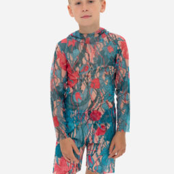 Детский комплект (футболка с капюшоном и шорты) "Морские единороги"