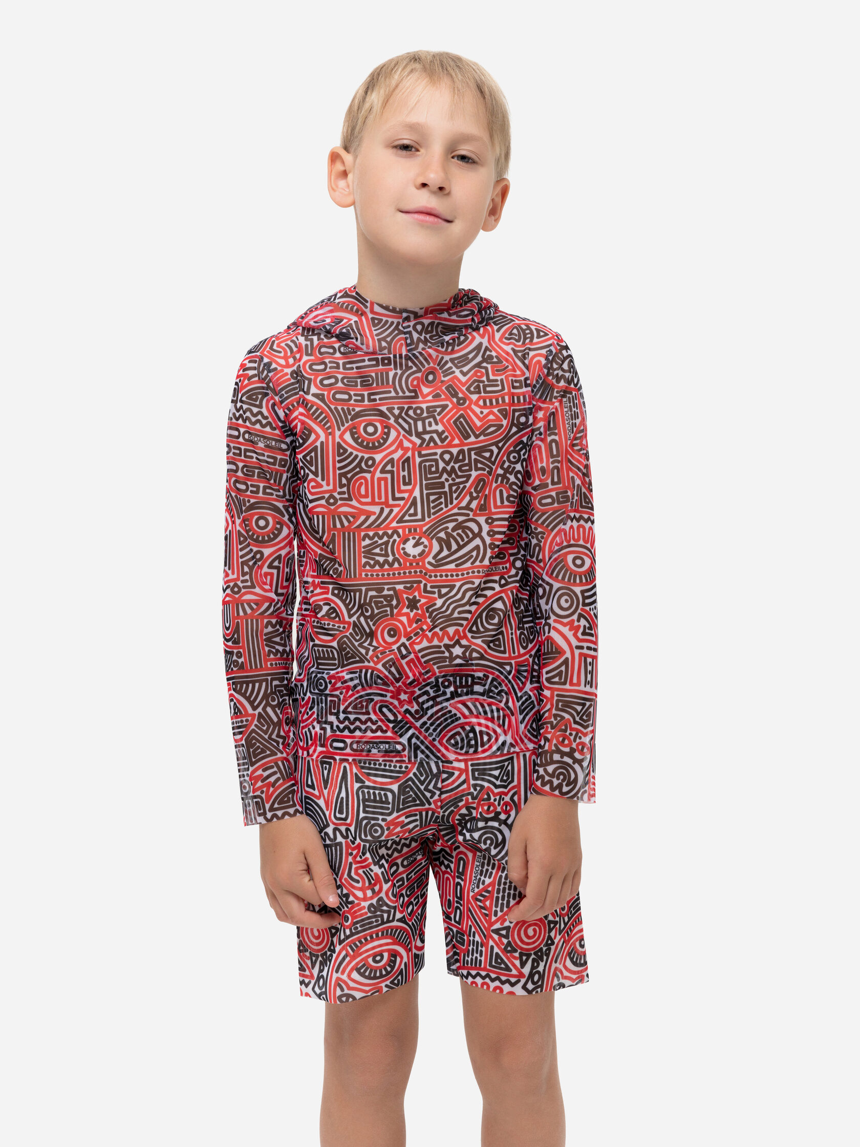 Детский комплект (футболка с капюшоном и шорты) "Doodling"