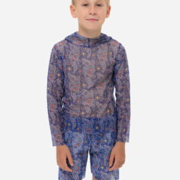 Детский комплект (футболка с капюшоном и шорты) "Крокодил Лиловый"